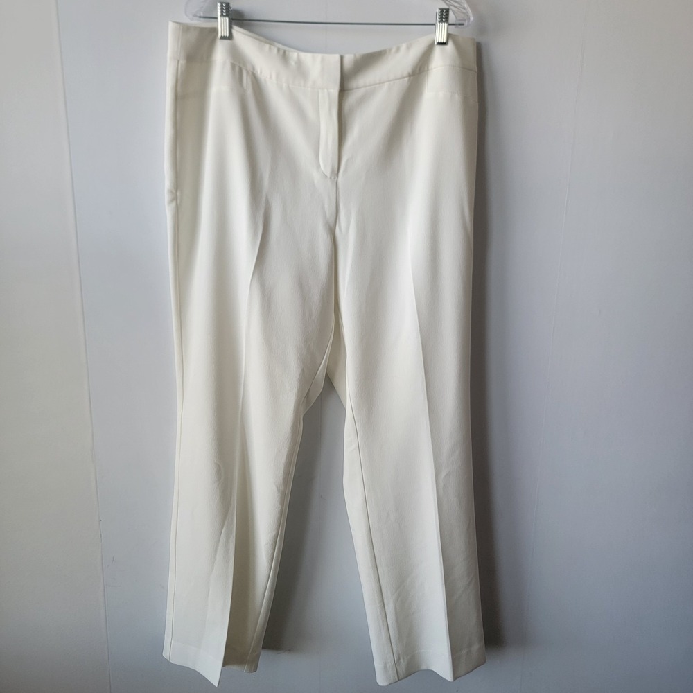 Kasper Women's High Rise Wide-Leg Pants size 16 fully lined Work Career‎ white